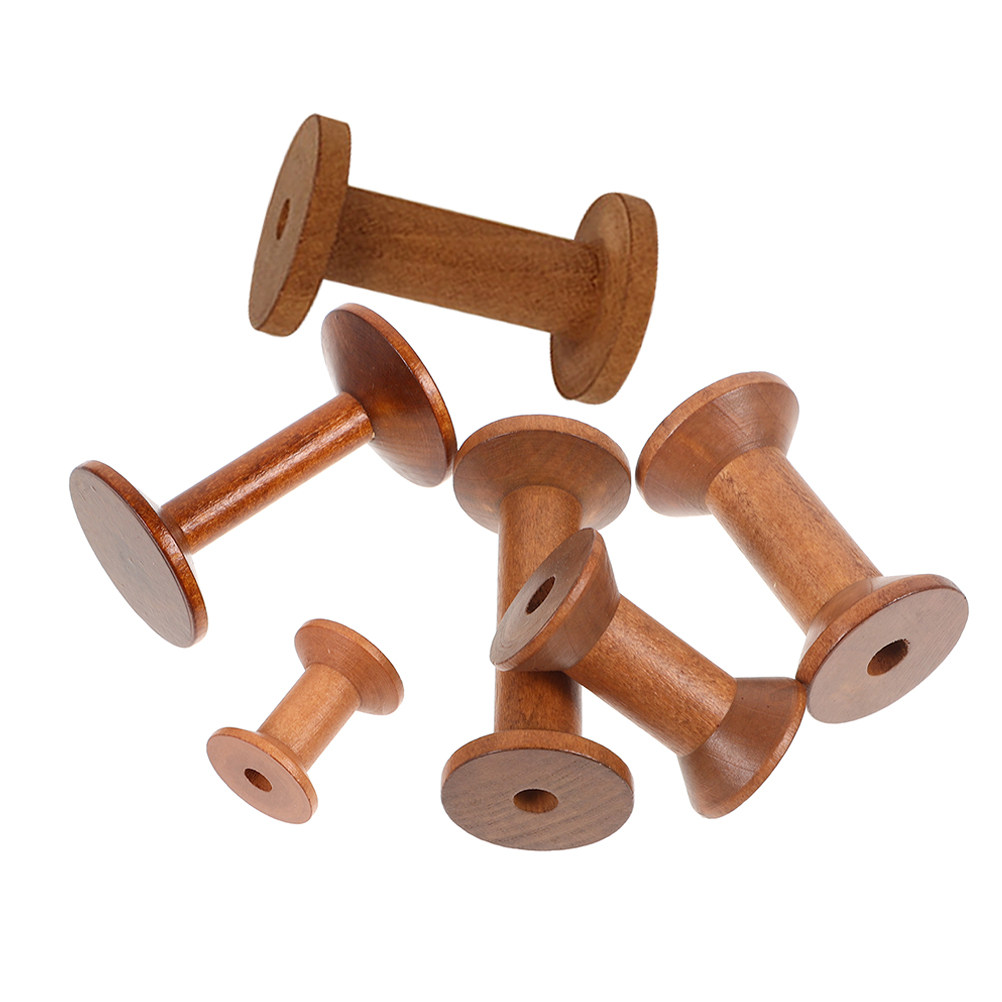 6Pcs Vintage Wood Spools Empty - огляд і ціна Embroidery Craft