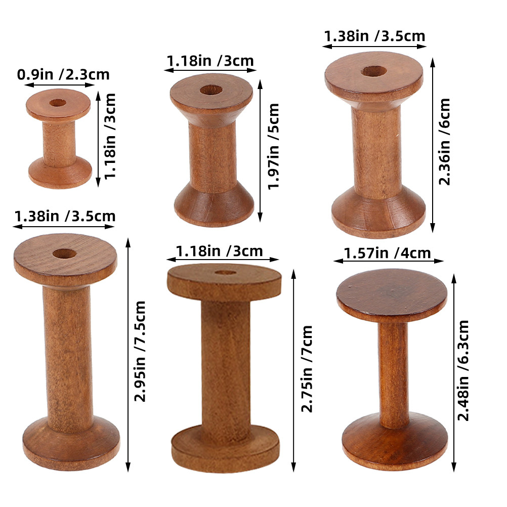 6Pcs Vintage Wood Spools Empty - огляд і ціна Embroidery Craft